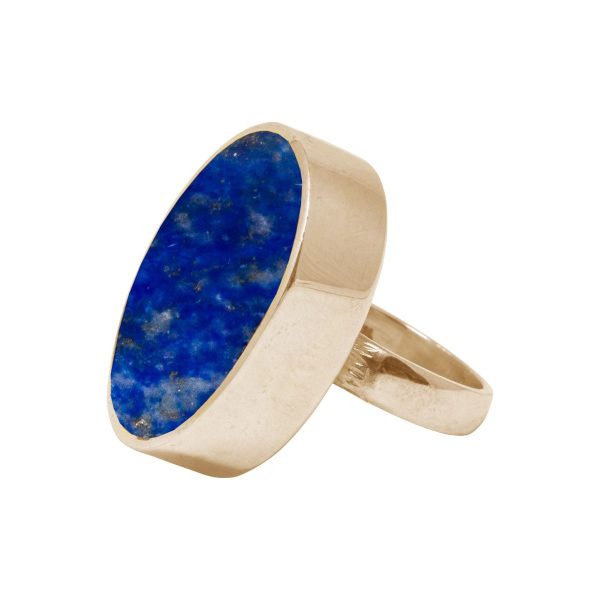 Yellow Gold Lapis Large Oval Ring