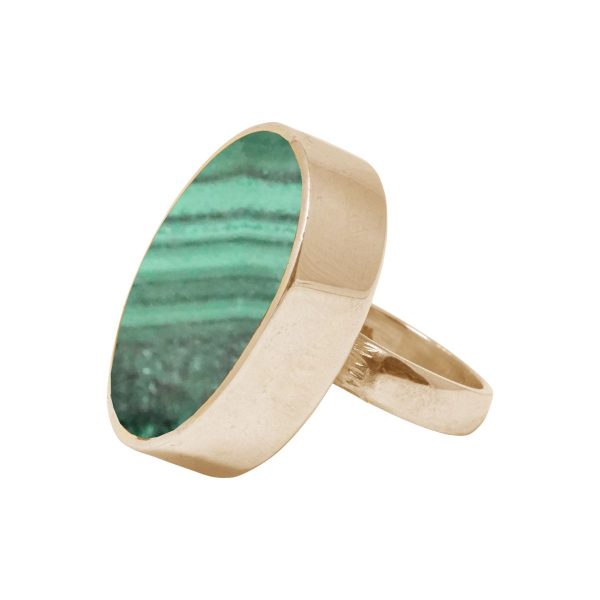 Yellow Gold Malachite Large Oval Ring