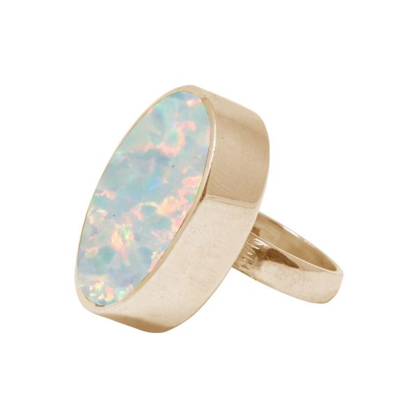 Yellow Gold Opalite Large Oval Ring