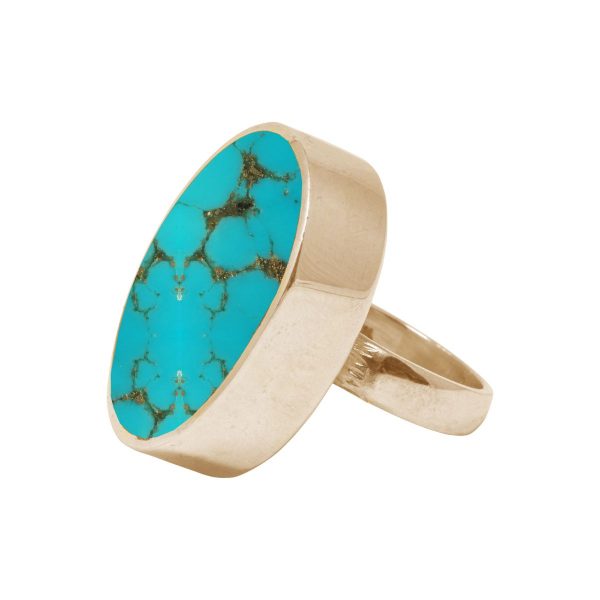 Yellow Gold Turquoise Large Oval Ring