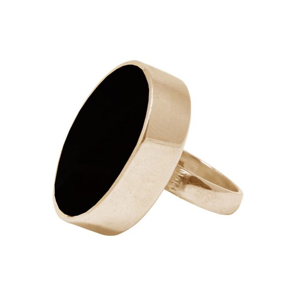 Yellow Gold Whitby Jet Large Oval Ring