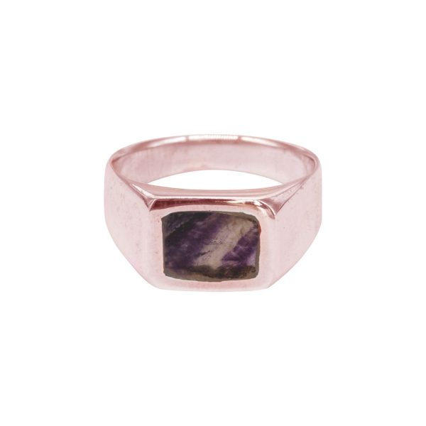 Rose Gold Blue John Square Signet Ring