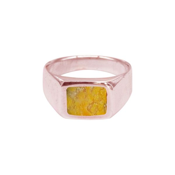 Rose Gold Bumblebee Jasper Square Signet Ring