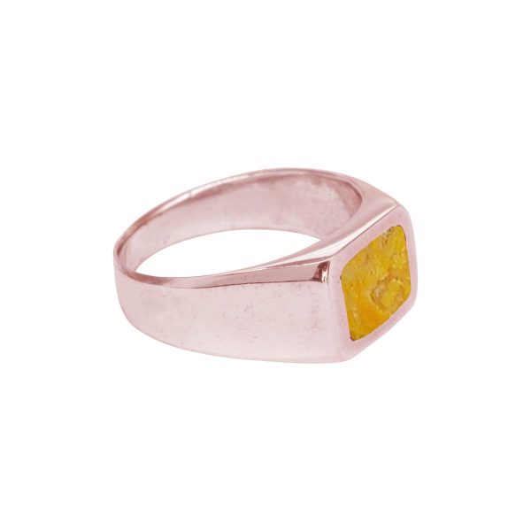 Rose Gold Bumblebee Jasper Square Signet Ring