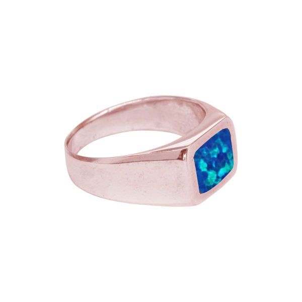 Rose Gold Opalite Cobalt Blue Square Signet Ring