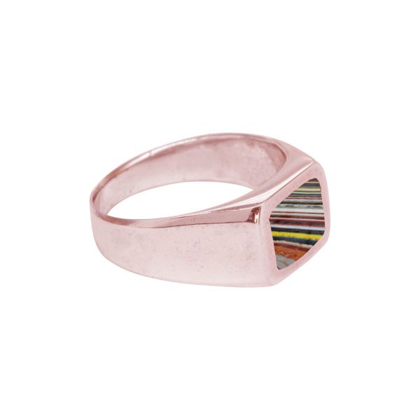 Rose Gold Fordite Square Signet Ring