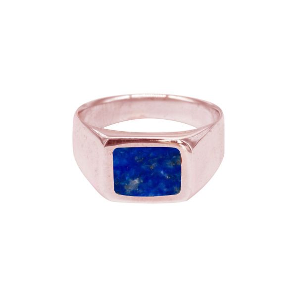 Rose Gold Lapis Square Signet Ring