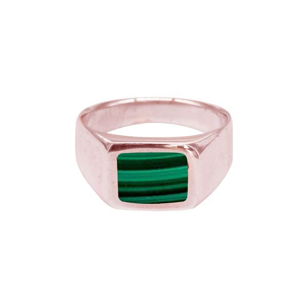 Rose Gold Malachite Square Signet Ring