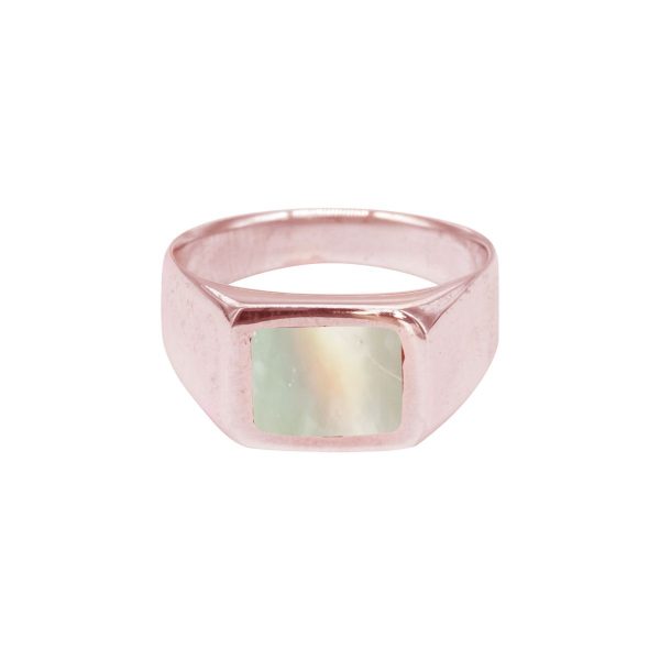 Rose Gold Mother of Pearl Square Signet Ring