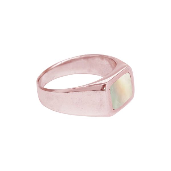 Rose Gold Mother of Pearl Square Signet Ring