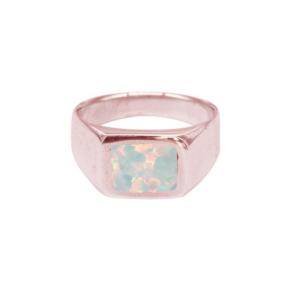 Rose Gold Opalite Sun Ice Square Signet Ring