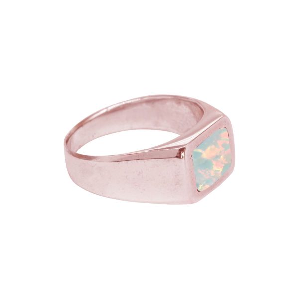 Rose Gold Opalite Sun Ice Square Signet Ring