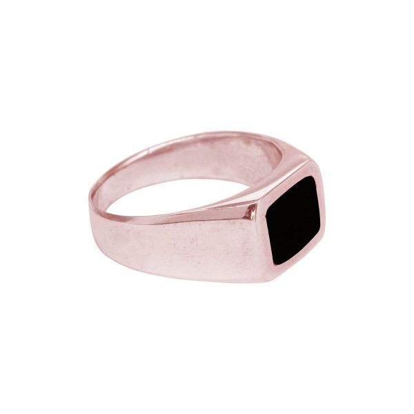 Rose Gold Whitby Jet Square Signet Ring