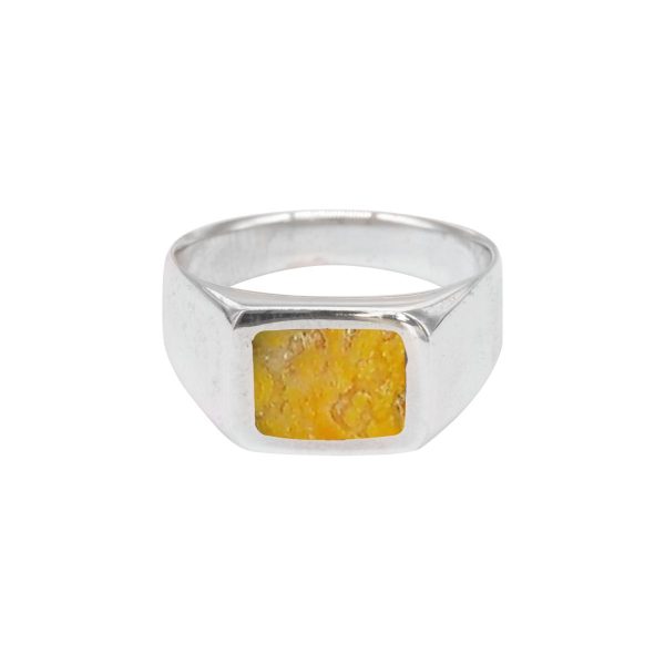 Silver Bumblebee Jasper Square Signet Ring