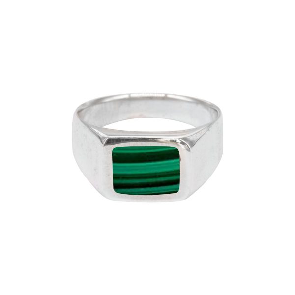 Silver Malachite Square Signet Ring