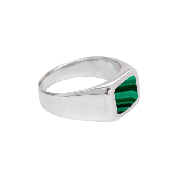 Silver Malachite Square Signet Ring