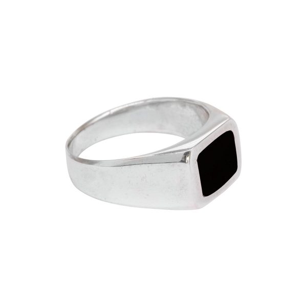 Silver Whitby Jet Square Signet Ring