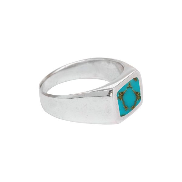 White Gold Turquoise Square Signet Ring