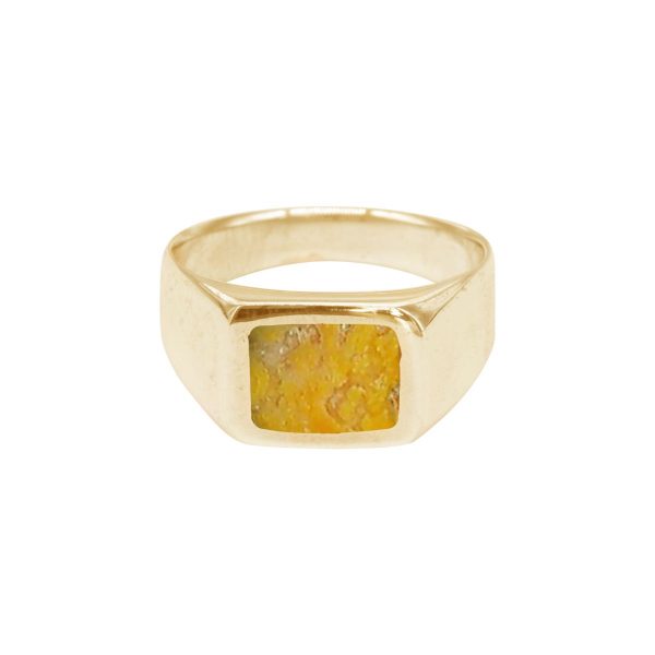 Yellow Gold Bumblebee Jasper Square Signet Ring