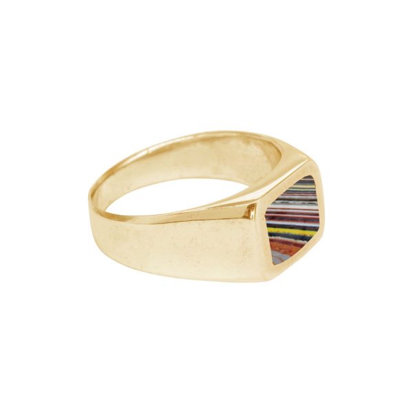 Yellow Gold Fordite Square Signet Ring
