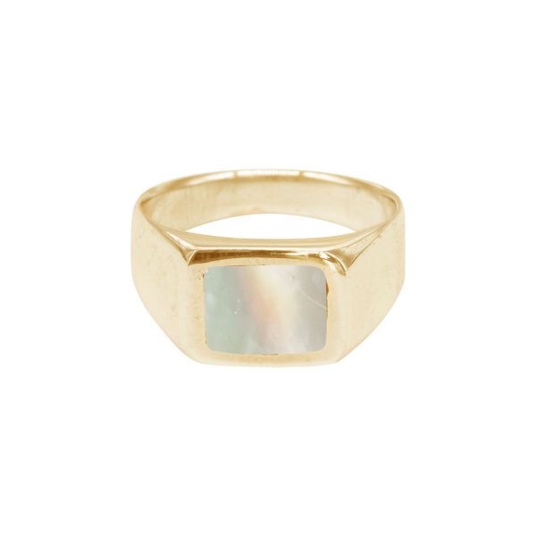 Yellow Gold Mother of Pearl Square Signet Ring