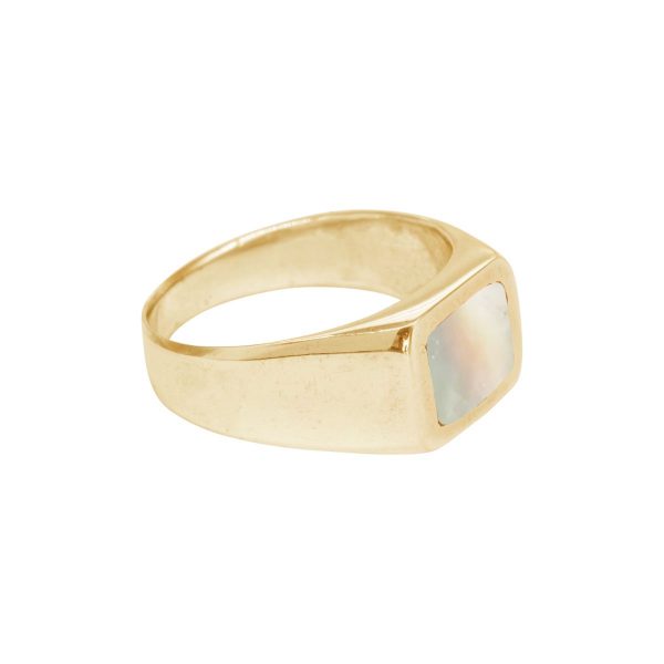 Yellow Gold Mother of Pearl Square Signet Ring