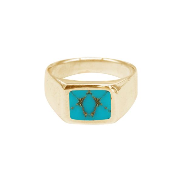 Yellow Gold Turquoise Square Signet Ring