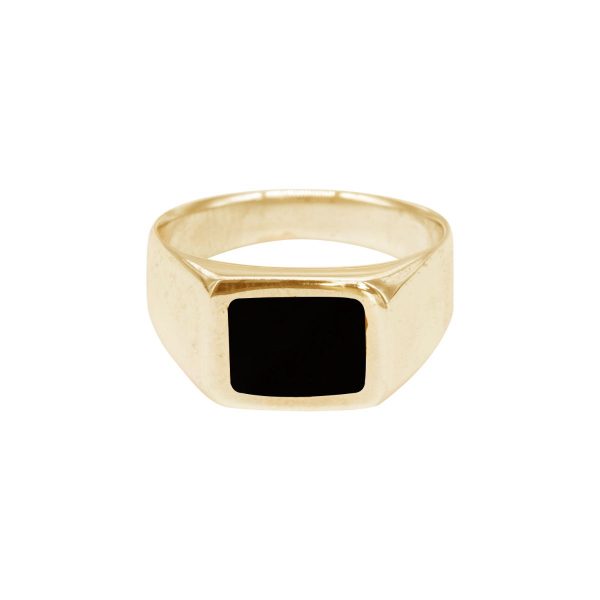 Yellow Gold Whitby Jet Square Signet Ring