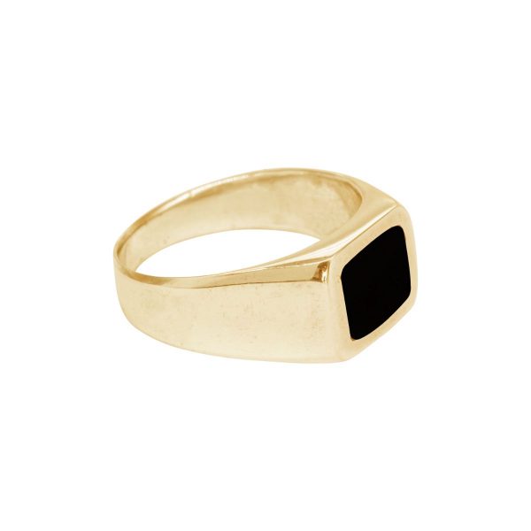 Yellow Gold Whitby Jet Square Signet Ring