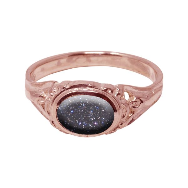 Rose Gold Blue Goldstone Ring