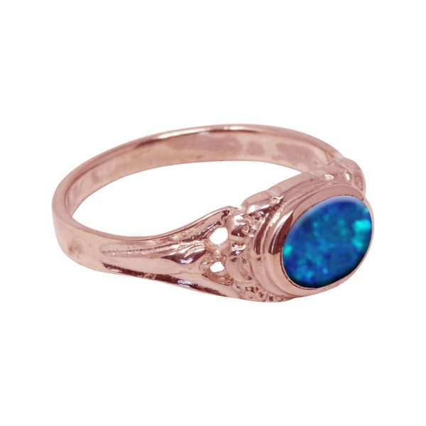 Rose Gold Opalite Cobalt Blue Ring