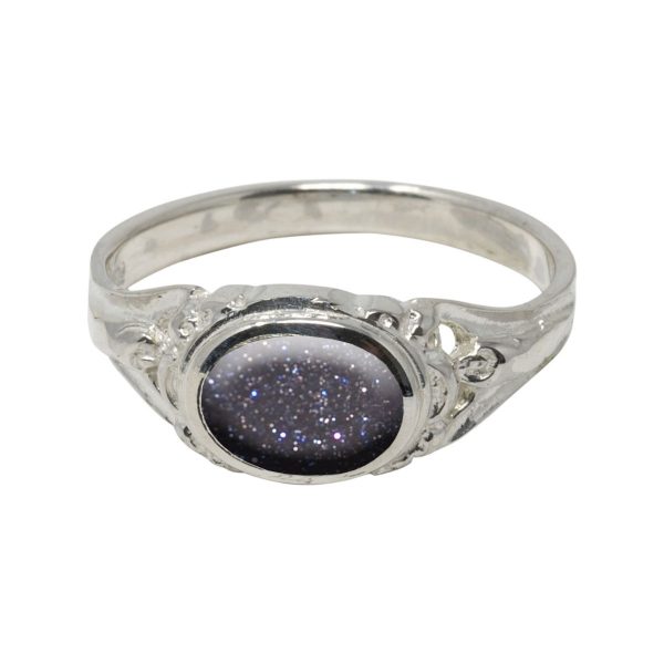 Silver Blue Goldstone Ring