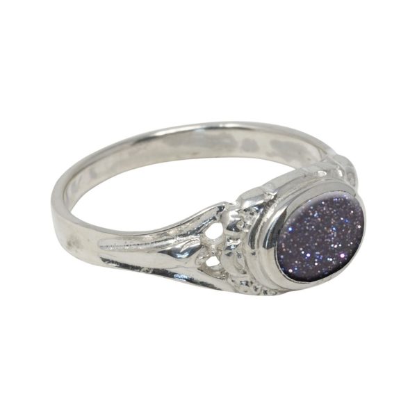 Silver Blue Goldstone Ring