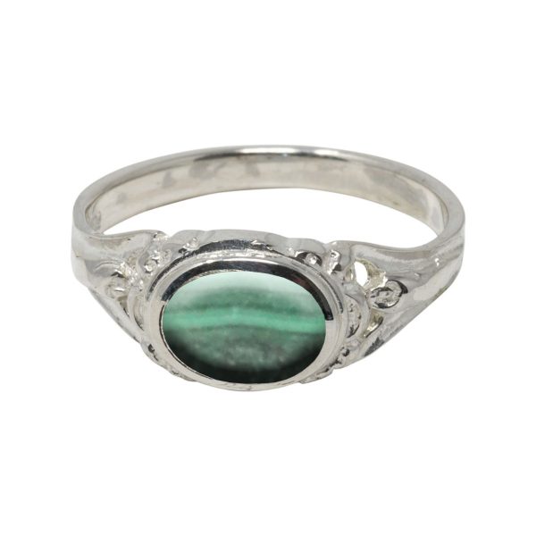 White Gold Malachite Ring