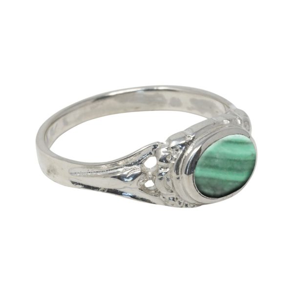 White Gold Malachite Ring