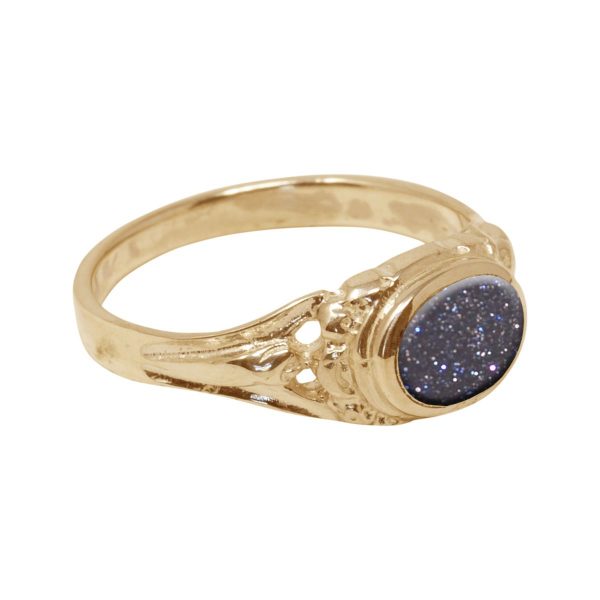 Yellow Gold Blue Goldstone Ring