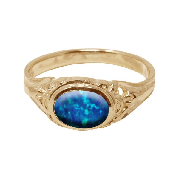 Yellow Gold Opalite Cobalt Blue