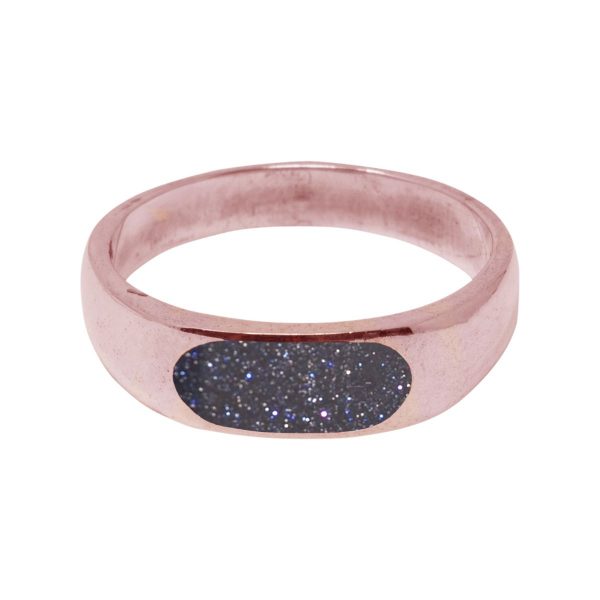 Rose Gold Blue Goldstone Ring