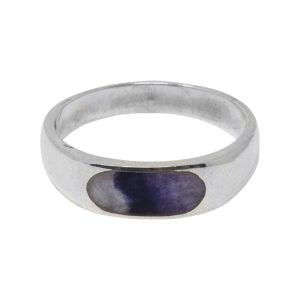 Silver Oval Blue John Stone Band Ring