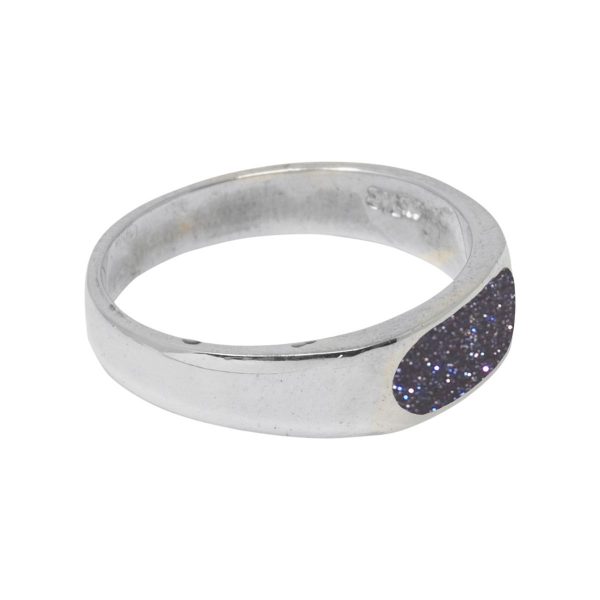 White Gold Blue Goldstone Band Ring