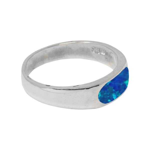 White Gold Opalite Cobalt Blue Band Ring