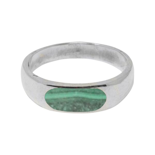 White Gold Malachite Band Ring