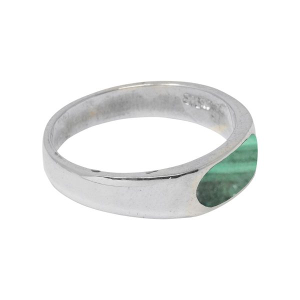 White Gold Malachite Band Ring