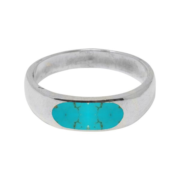 White Gold Turquoise Band Ring