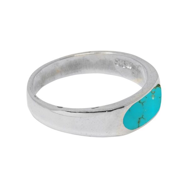 White Gold Turquoise Band Ring