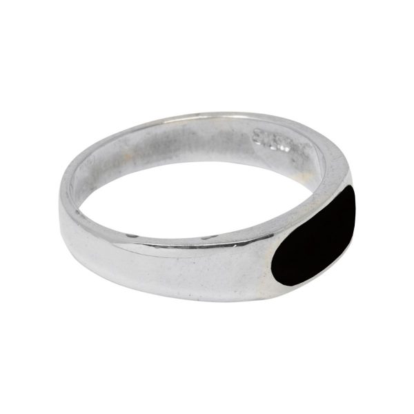 White Gold Whitby Jet Band Ring