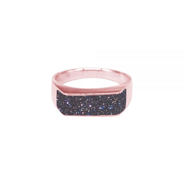 Rose Gold Blue Goldstone Ring