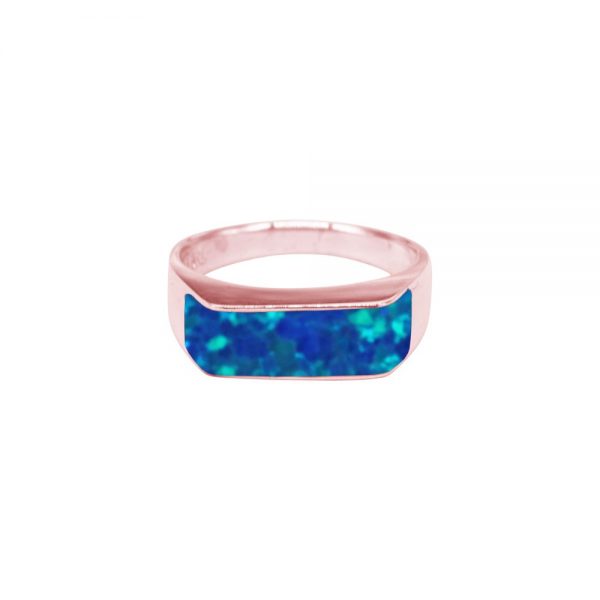 Rose Gold Opalite Cobalt Blue Ring