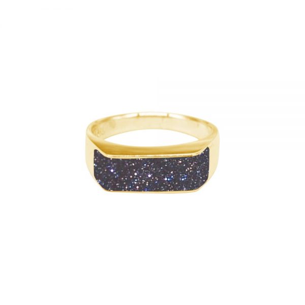 Yellow Gold Blue Goldstone Ring