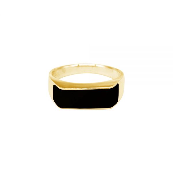 Yellow Gold Whitby Jet Oval Ring